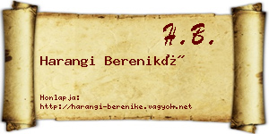 Harangi Bereniké névjegykártya